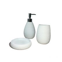 Set 3 accessoires salle de bain blanc - lana