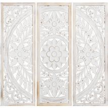 Set 3 Altarpieces in Holz 30 x 90 cm Weiß geöffnet, Triptychon 90x2x90cm endgültiger Komposition Alle Stile, um dem Haus eine Note zu verleihen