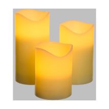 Set 3 Candele Avorio Led Ir Ø75xh10-12,5-15cm