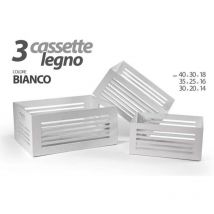 Trade Shop - Set 3 Holzkisten Mittelstück Moderne Klassische Möbel H18/16/14 Cm Weiss 799594 -