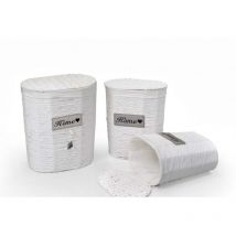 Gicos - set 3 ceste ovali portabiancheria home 54/49/44 in colore bianco