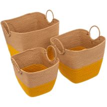 Five Simply Smart - Set 3 Cestini In Vimini Solar Power Giallo