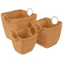 FIVE SIMPLY SMART – Set di 3 Cestini in Vimini Naturale – Dimensioni disponibili in tre misure – Cestini per biancheria, giocattoli e accessori