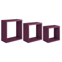 Sanitec - Set 3 cubi mensole parete viola scaffale salotto soggiorno camera Incubo