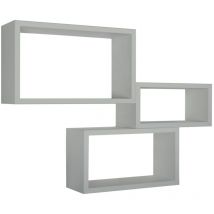 Sanitec - Set 3 mensole rettangolari parete grigio scaffale salotto soggiorno camera Trittico