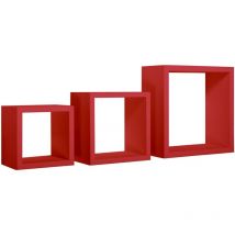 Ahd Amazing Home Design - Set 3 mensole cubi parete rosso scaffale salotto soggiorno camera Rubic