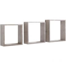 Ahd Amazing Home Design - Set 3 cubi mensole parete rovere grigio scuro scaffale salotto soggiorno camera Incubo Slim