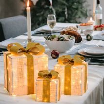 Ensemble de 3 paquets cadeaux 3D H25x20x15cm 120 led
