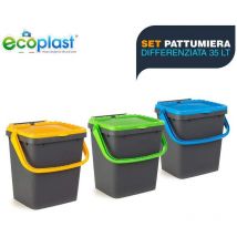 Set 3 Pattumiere Per Raccolta Differenziata (35 litri) - Ecoplast