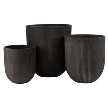 Set de 3 cache-pots en céramique noir 55x55x61.5 cm