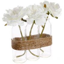 Composizione di 3 rose artificiali in un vaso di vetro H24,5 cm - Atmosphera créateur d'intérieur