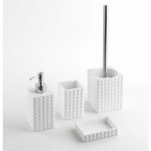Set 4 Accessori da Bagno in Resina tft Naama Bianco e Bambù