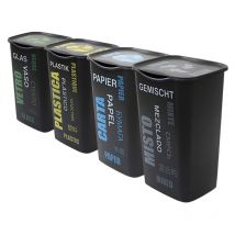 Set 4 pattumiere raccolta differenziata con coperchio