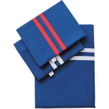 Set 4 pezzi blu navy (copripiumino doppio 220x220+30 cm + lenzuolo con angoli 160x200+30 cm + 2x fodera per cuscino 50x80 cm) 100% cotone 180TC El