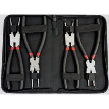 Set 4 pinze fermi anelli - 225mm - seeger interni/esterni - con astuccio