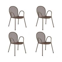 Set 4 Poltrona Sedia Ronda Marrone Indiano
