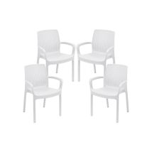 Ipae Progarden - Set 4 Pz Poltrona Regina Da Esterno In Resina In Colore Bianco