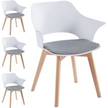 Shally Dogan - Set 4 Sedie da Pranzo Bianco Poltrona Ufficio Casa Seduta Tessuto a Quadretti