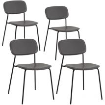 Set 4 Sedie ergonomiche in PVC per Cucina e Ufficio grigie - Hani