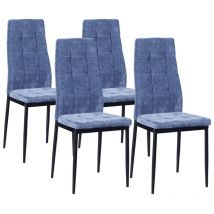 Set 4 sedie imbottite in tessuto blu - Milano