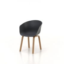 Set 4 sedie patrizia in metallo color legno e rivestimento grigio - Grigio