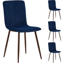 Shally Dogan - Set 4 Sedie per Sala da Pranzo in Velluto Blu con Gambe Nere Seduta Ergonomica