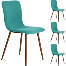 Set 4 Sedie per Sala da Pranzo Turchese Gambe Effetto Legno Seduta Ergonomica