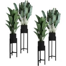 ML-Design Set 4x Supports pour Fleurs Noir, 18x18x56/20x20x76 cm, Métal, Pots de Fleurs Surélevé 2-TLG, Moderne, Résistant aux Intempéries,