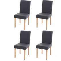 HHG - Set 4x sedie Littau ecopelle opaca soggiorno cucina sala da pranzo 43x56x90cm grigio piedi chiari