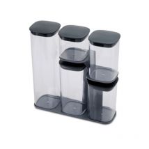 Joseph Joseph Podium - Kit de boîtes universelles - 5,5 l - Silicone - Gris - Transparent - Couvercle amovible - Carré (81071)