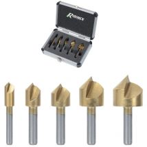 Ribimex PRFEFRS5/VB Set 5 frese per Legno Plastica Alluminio trapano placcate titanio in valigetta