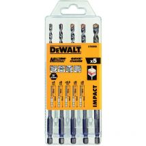 Dewalt - DT60099-QZ Set 5 punte multimateriale muro-legno-pvc attacco esagonale ¼" misure:4-5-5,5-6-8mm
