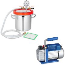 Mucola - Set de Bomba de vacío Indicador de baja presión 50 l/min + Cámara de desgasificación Compresor Bomba industrial a/c medidor