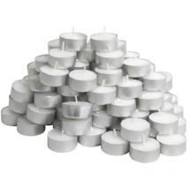 Set 50 Pezzi Tealight Candele Tea-light in Cera Biancha Tonde 575GR Durata 4 Ore