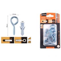 Trade Shop Traesio - Trade Shop - set mit 5 geschlossenen ringschrauben 22X48MM + flügeldübel M8 dübel 90725 -
