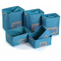 Bhdesign - Juego de cestas versa home azul textil (30 x 40 x 45 cm) (6 piezas)