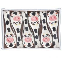Trade Shop - SET 6-TEILIG KERAMIK SCHÖPFLÖFFEL REST WEISS KUH KÜCHE 135516 -