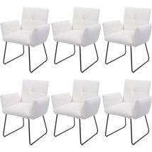 Set 6x sedie con seduta imbottita braccioli HHG 664 metallo tessuto bouclè bianco