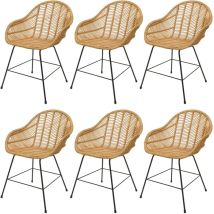 Set 6x sedie HHG 086 sala da pranzo cucina rattan Kubu intreccio metallo naturale