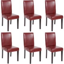 Set 6x sedie Littau ecopelle opaca soggiorno cucina sala da pranzo 56x43x90cm rosso piedi scuri
