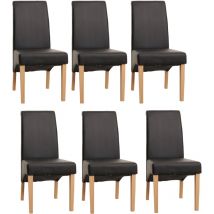 HHG - Set 6x sedie M37 soggiorno sala pranzo elegante lounge ecopelle liscia 50x46x99cm nero piedi chiari