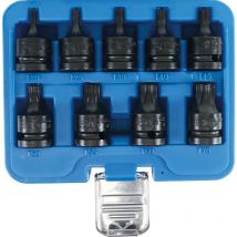 Serie di bussole 12,5 mm (1/2') profilo a t (per Torx) T20 - T70 9 pz.