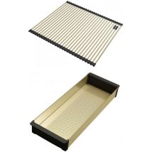 Set accessoires cuves bxm Inox : Rollmat et panier égouttoir reflet d'Or Franke