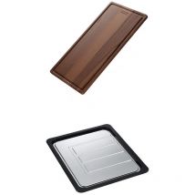 Set accessoires cuves Maris mrg 110/120/160/210 Fragranit : égouttoir mobile + planche en noyer Franke