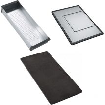 Set accessoires cuves Mythos Inox : égouttoir + panier égouttoir + planche Franke