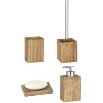 Toilinux - Set accessoires de salle de bain design bois Marla