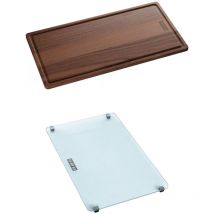 Set accessoires éviers Maris mrg 211 Fragranit : planche en bois + planche en verre Franke