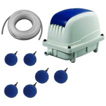 Le Poisson Qui Jardine - Set Aérateur Bassin Pompe à air 6000 l/h 6 Boules diffuseurs 5 cm de diamètre silencieux. Pour 8000 - 10000 litres environ
