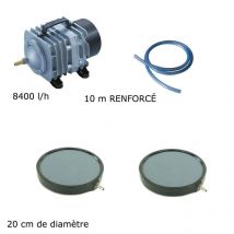 Le Poisson Qui Jardine - Set aération bassin de jardin 7500 l/h 2 disques 20 cm de 15000 à 20000 litres