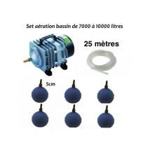 Le Poisson Qui Jardine - Set Aération Bassin de Jardin de 7000 à 10000 Litres. Pompe à air bassin + Accessoires